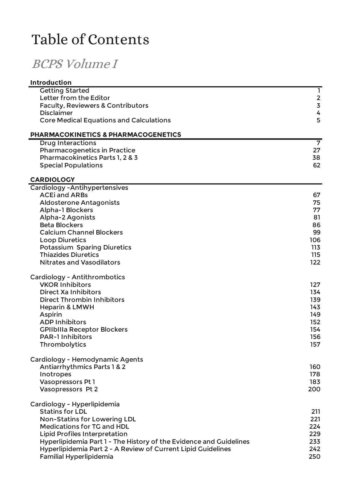 TOC Vol I Pg 1